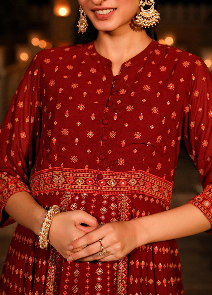 Maroon Readymade Georgette Indian Dress