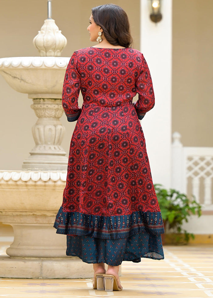 Red Readymade Cotton Indian Dress