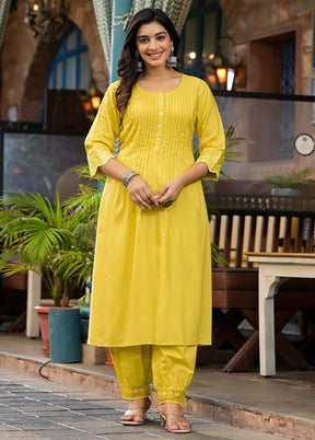 3 Pc Yellow Readymade Rayon Dupatta Suit Set