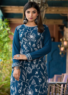 Blue Readymade Cotton Kurti