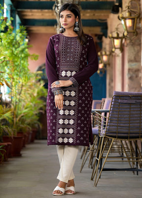 Mauve Readymade Cotton Kurti