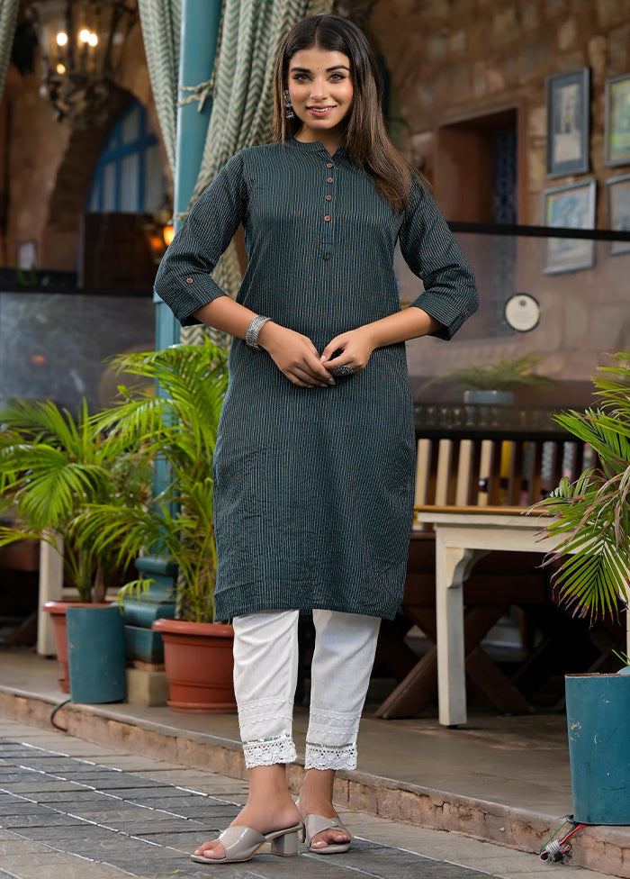 Bottle Green Readymade Cotton Kurti