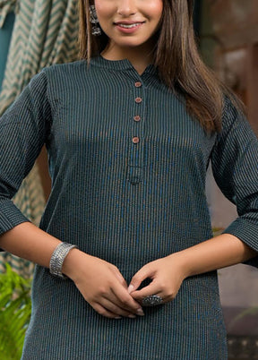 Bottle Green Readymade Cotton Kurti