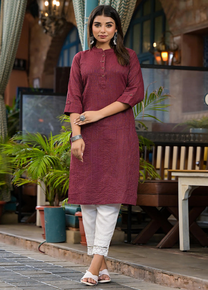 Maroon Readymade Cotton Kurti