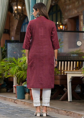 Maroon Readymade Cotton Kurti