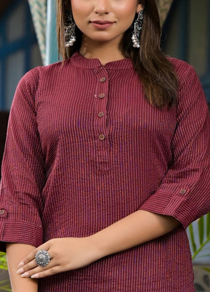 Maroon Readymade Cotton Kurti