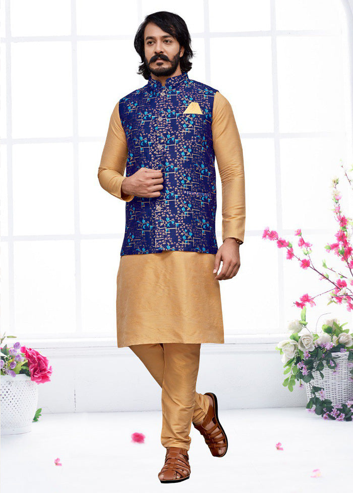 3 Pc Multicolor Pure Silk Ethnic Wear - Indian Silk House Agencies