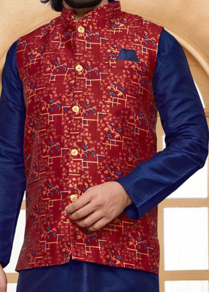 3 Pc Blue Pure Silk Ethnic Wear - Indian Silk House Agencies