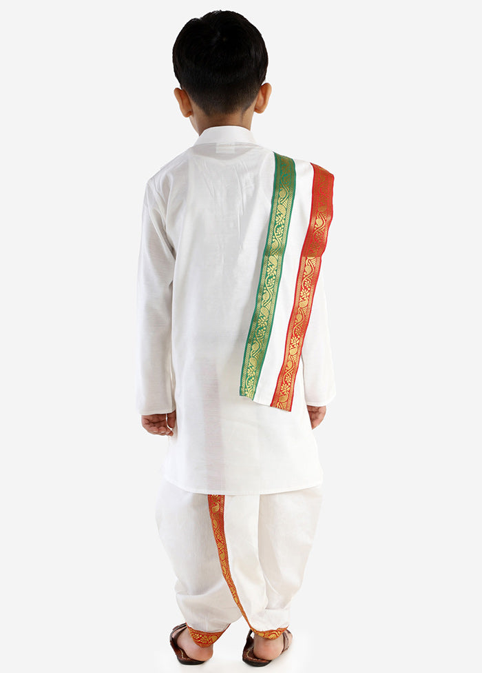 Cream Festive Silk Kurta Pajama Set - Indian Silk House Agencies