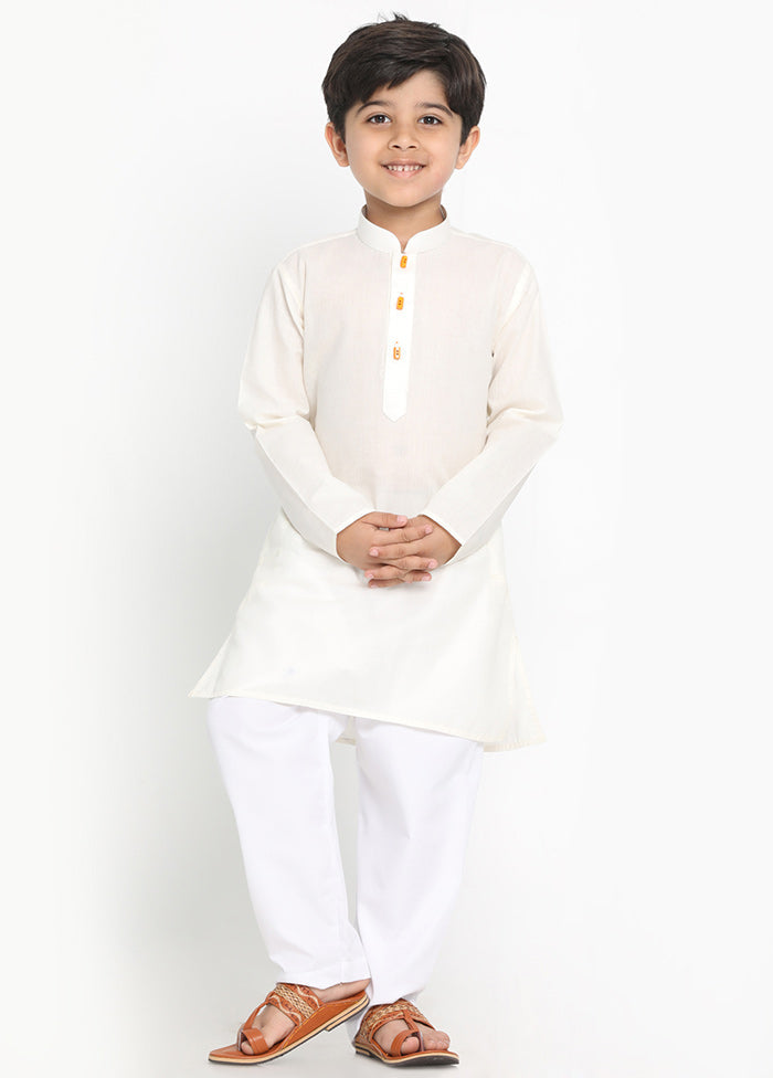 Cream Festive Silk Kurta Pajama Set - Indian Silk House Agencies