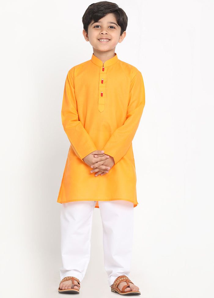 Orange Festive Silk Kurta Pajama Set - Indian Silk House Agencies