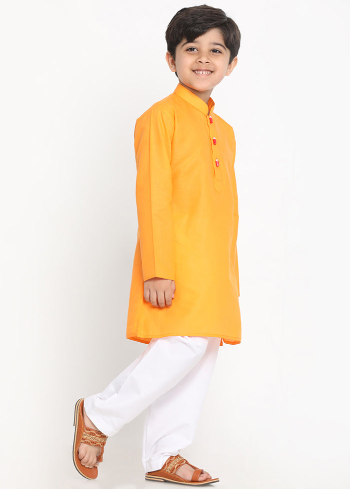 Orange Festive Silk Kurta Pajama Set - Indian Silk House Agencies