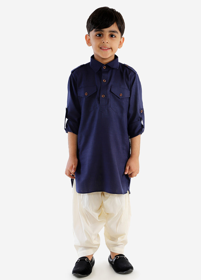 Blue Festive Silk Kurta Pajama Set - Indian Silk House Agencies