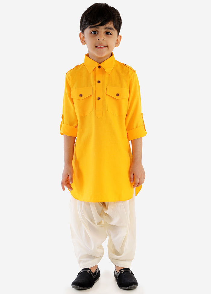 Yellow Festive Silk Kurta Pajama Set - Indian Silk House Agencies