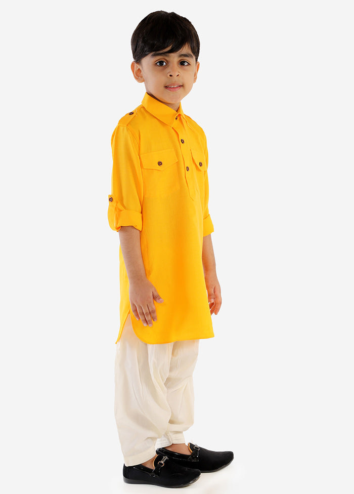 Yellow Festive Silk Kurta Pajama Set - Indian Silk House Agencies
