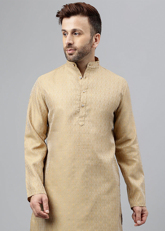 Cream Viscose Jacquard Long Kurta