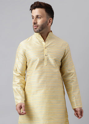 Cream Viscose Jacquard Long Kurta