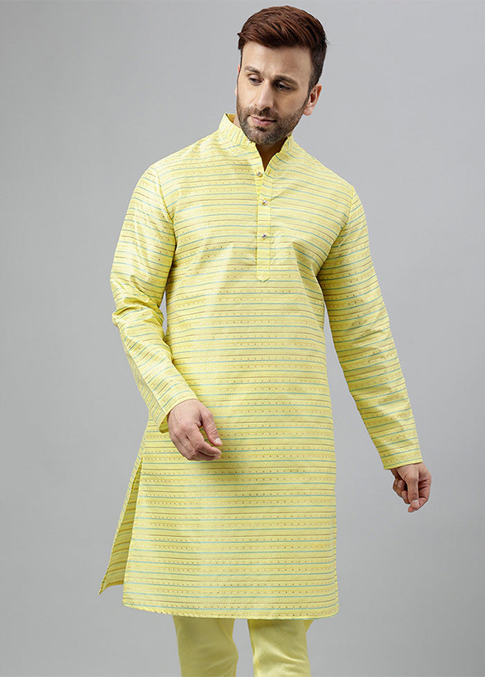 Green Viscose Jacquard Long Kurta