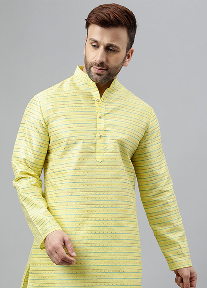 Green Viscose Jacquard Long Kurta