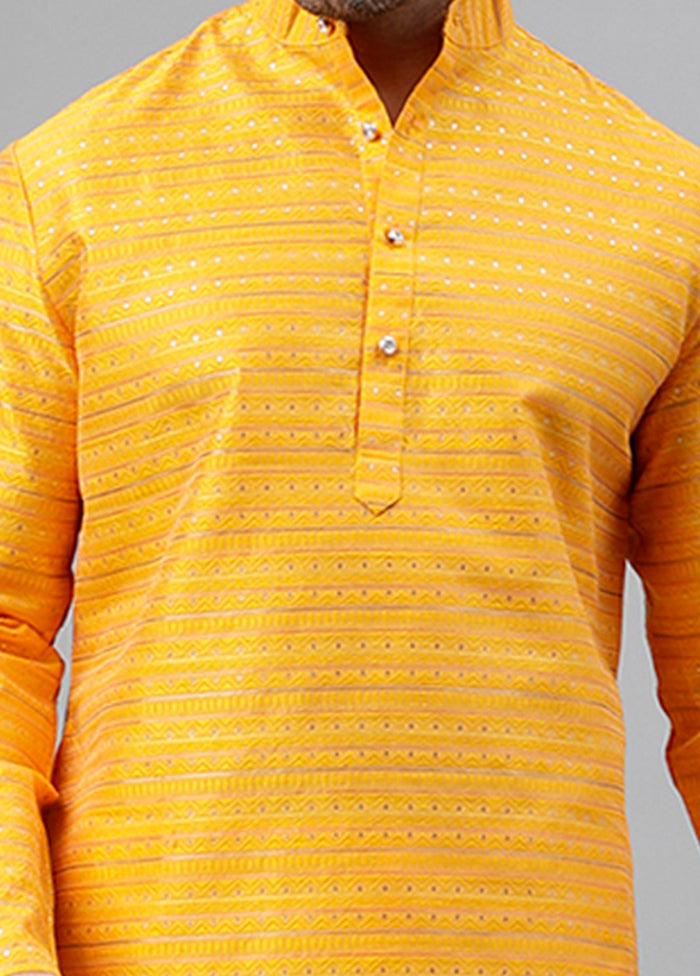 Orange Viscose Jacquard Long Kurta