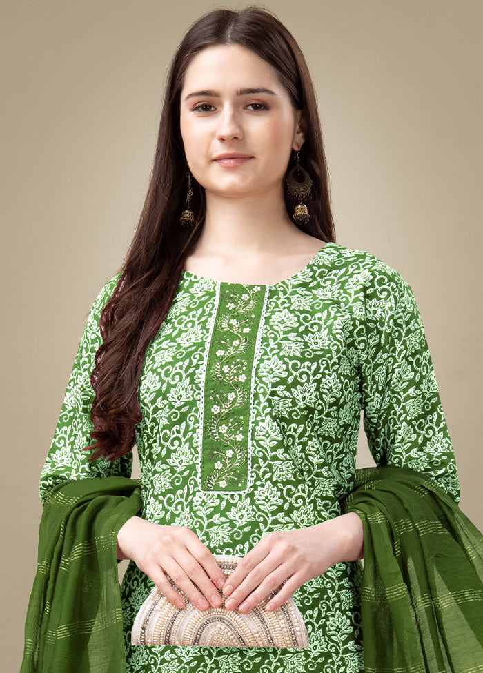 3 Pc Green Readymade Rayon Suit Set