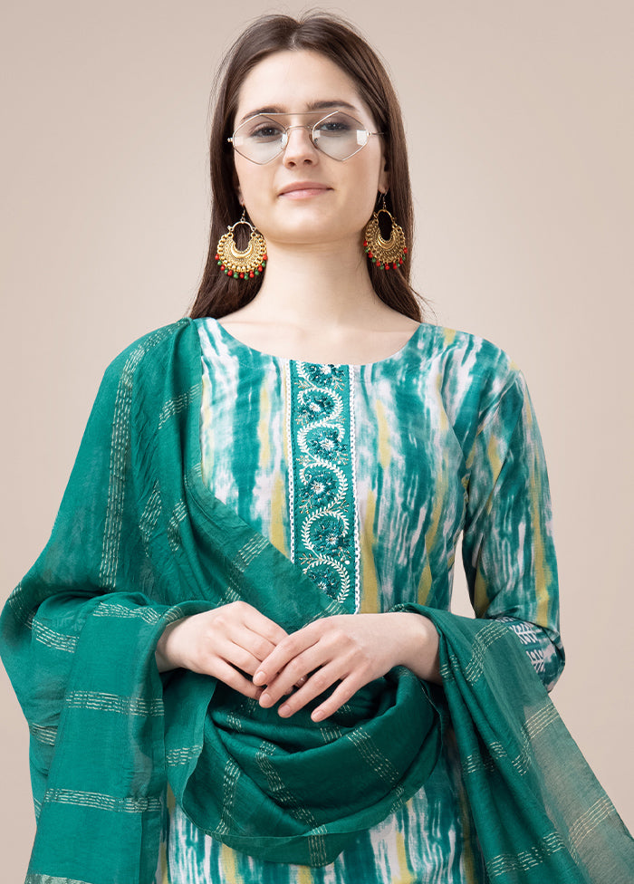 3 Pc Teal Readymade Rayon Suit Set