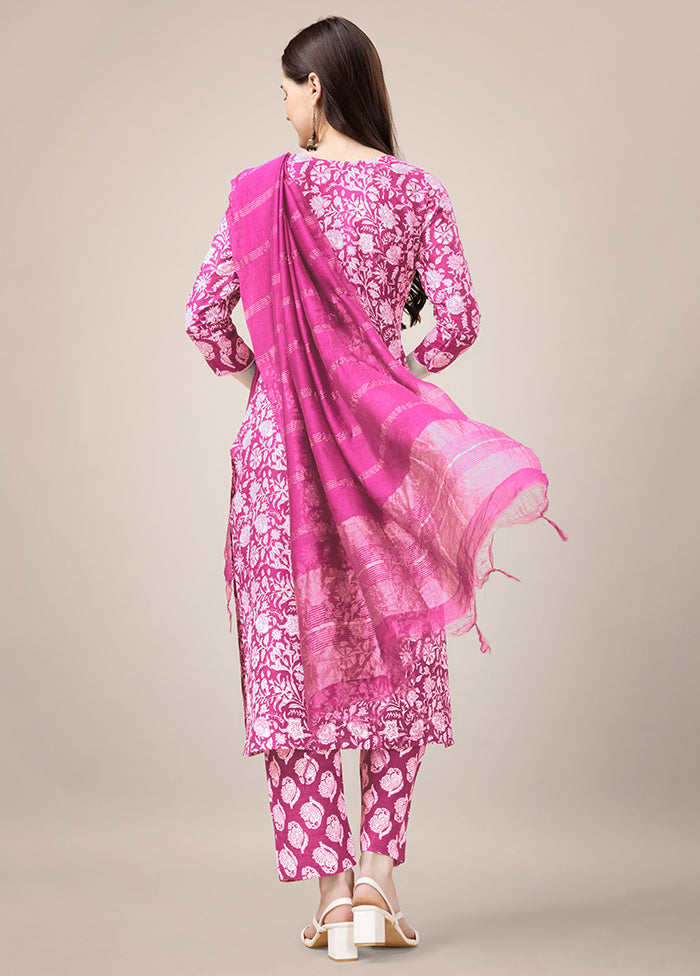 3 Pc Pink Readymade Rayon Suit Set