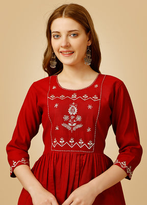 Red Readymade Viscose Top - Indian Silk House Agencies