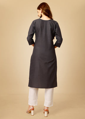 2 Pc Grey Readymade Cotton Kurti Set - Indian Silk House Agencies