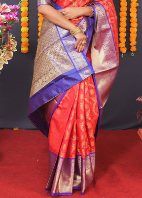 Red Kanchipuram Silk Saree With Blouse Piece