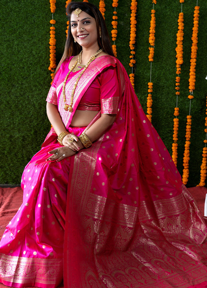 Rani Banarasi Silk Saree With Blouse Piece