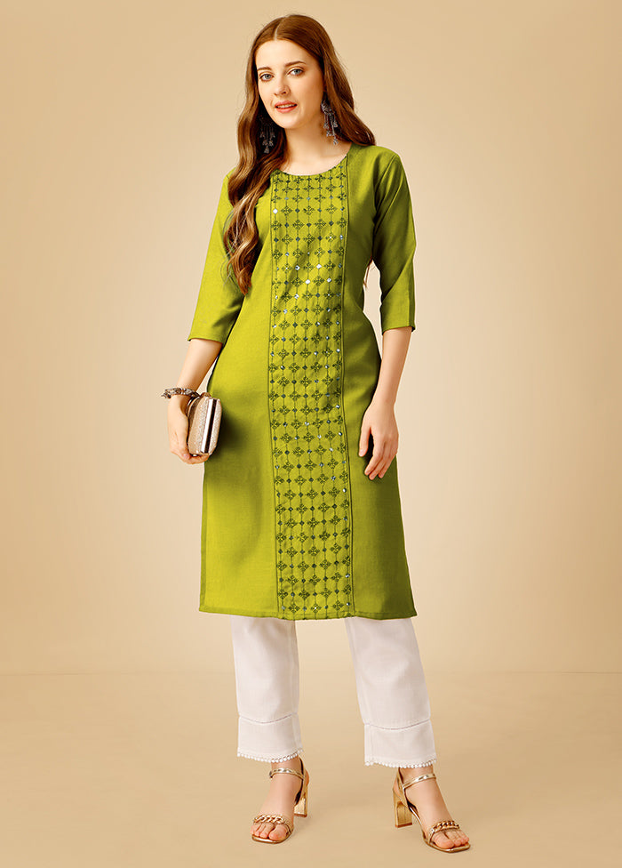 2 Pc Green Readymade Cotton Kurti Set - Indian Silk House Agencies