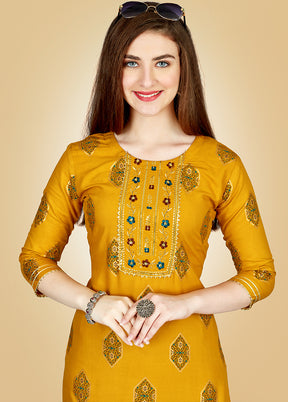 2 Pc Yellow Readymade Viscose Kurti Set - Indian Silk House Agencies