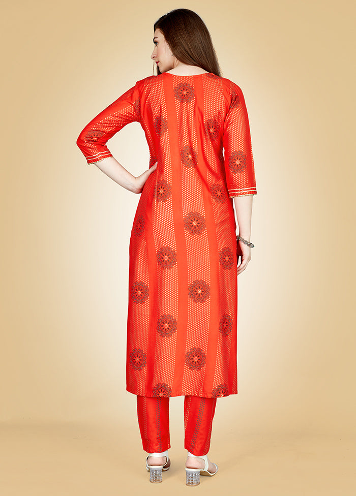2 Pc Orange Readymade Viscose Kurti Set - Indian Silk House Agencies