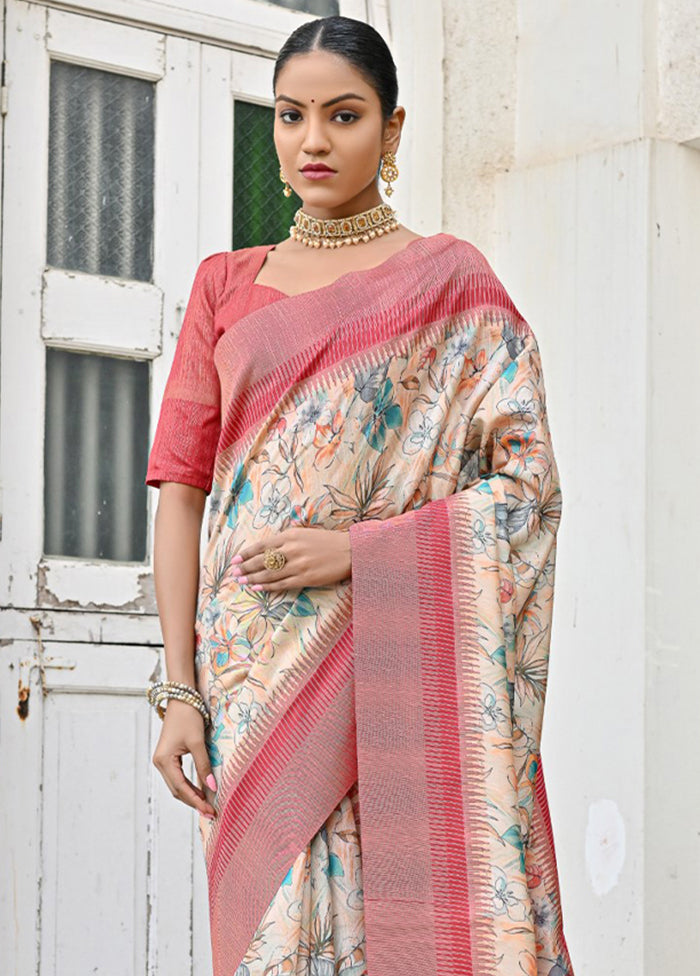 Firoza Tussar Silk Saree With Blouse Piece