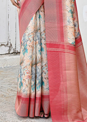 Firoza Tussar Silk Saree With Blouse Piece