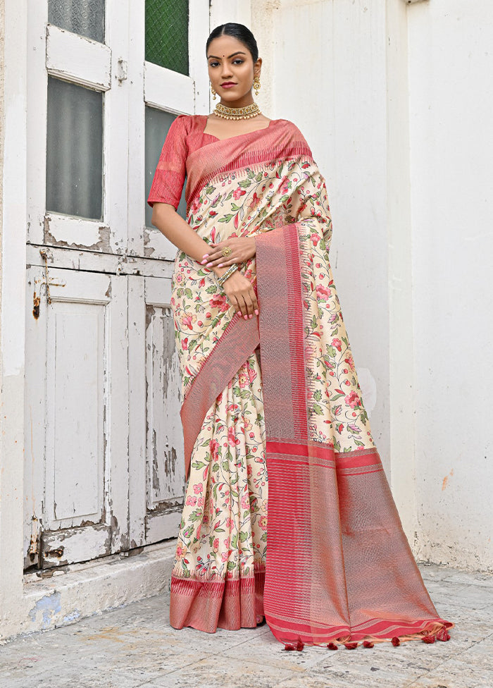 Yellow Tussar Silk Saree With Blouse Piece