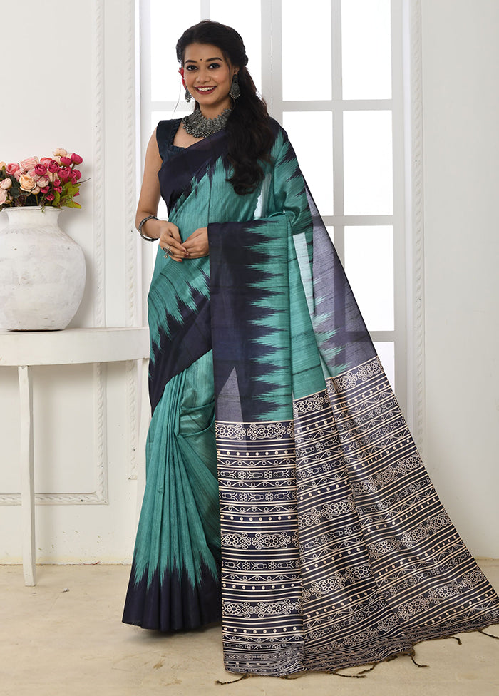 Firoza Tussar Silk Saree With Blouse Piece