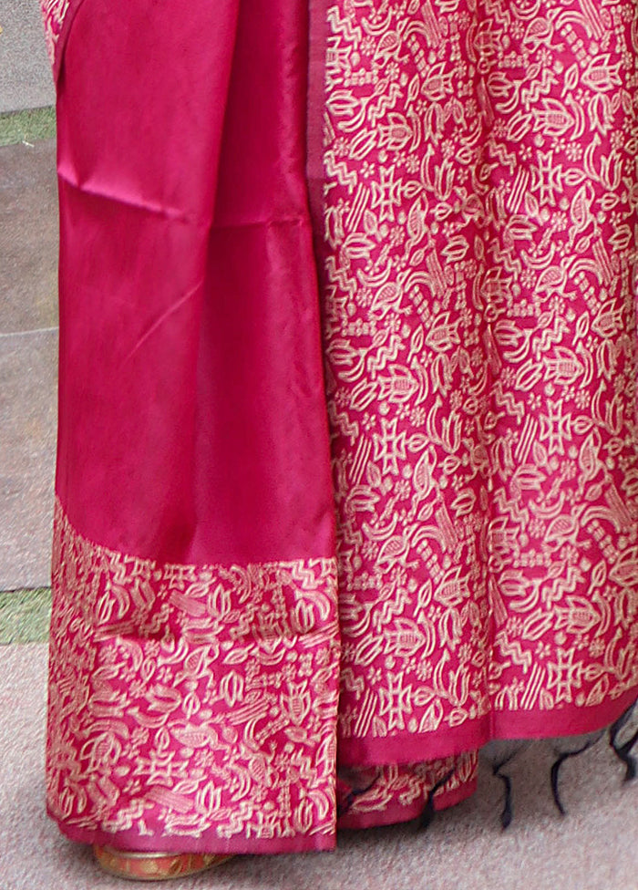 Pink Spun Silk Saree With Blouse Piece