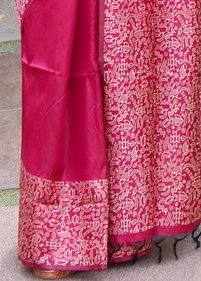 Pink Spun Silk Saree With Blouse Piece