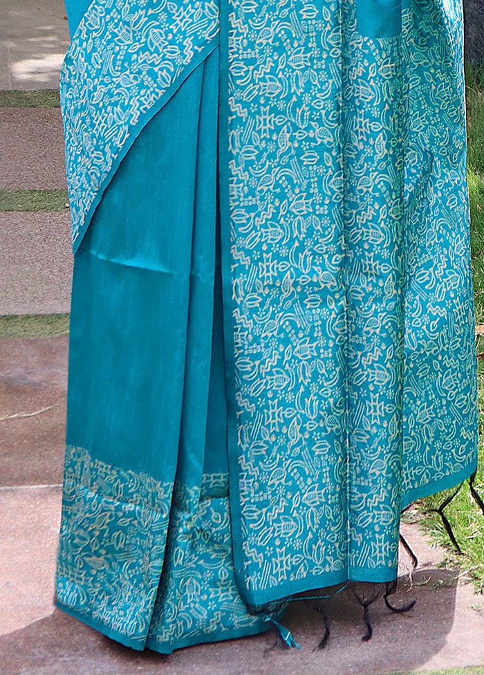 Firoza Spun Silk Saree With Blouse Piece