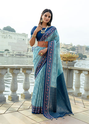 Firoza Spun Silk Saree With Blouse Piece