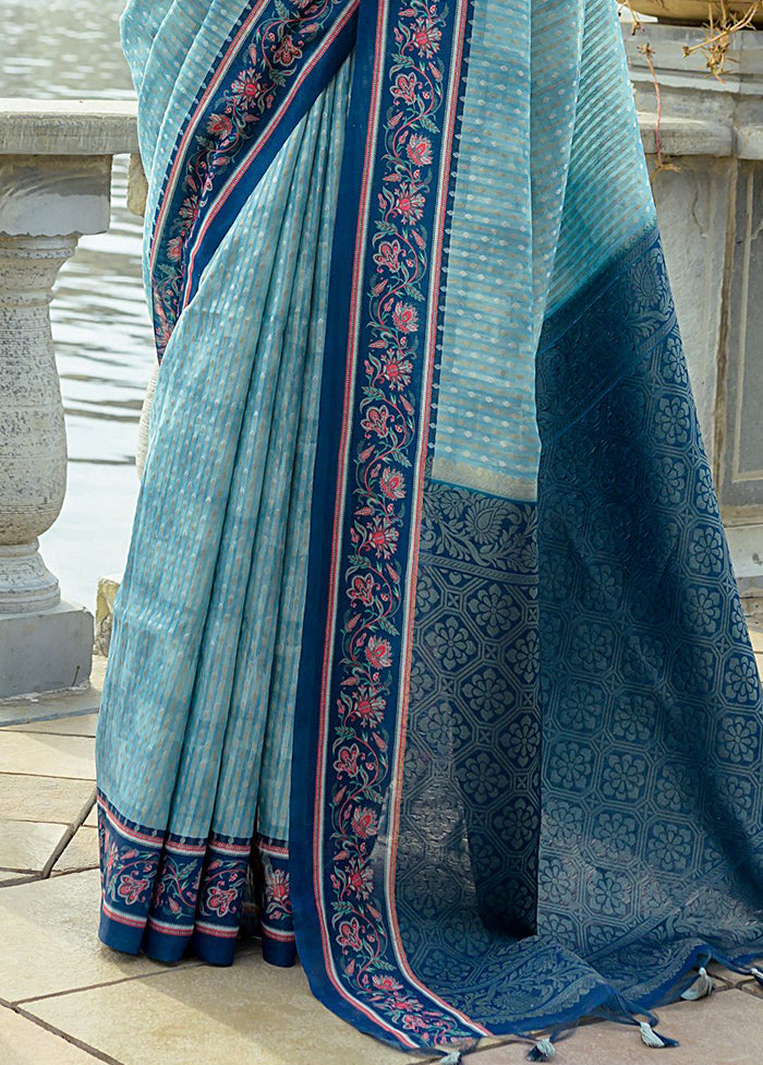 Firoza Spun Silk Saree With Blouse Piece