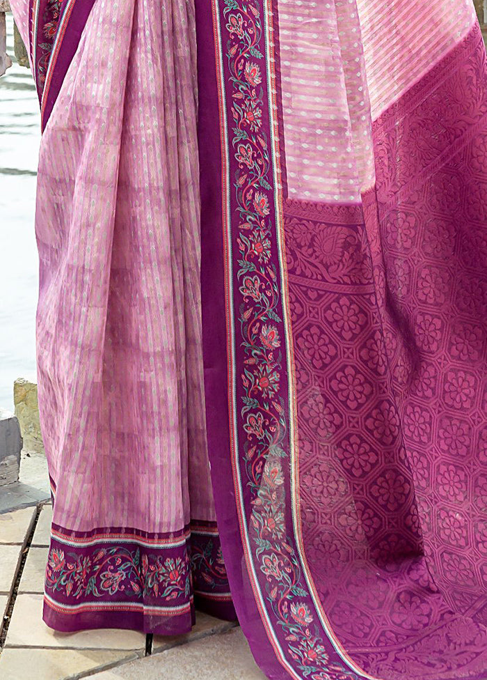 Pink Spun Silk Saree With Blouse Piece