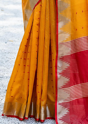 Mustard Tussar Silk Saree With Blouse Piece