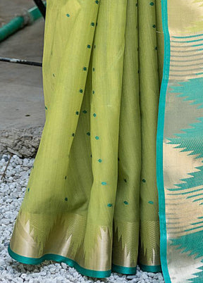 Green Tussar Silk Saree With Blouse Piece