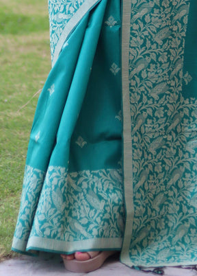 Rama Spun Silk Saree With Blouse Piece