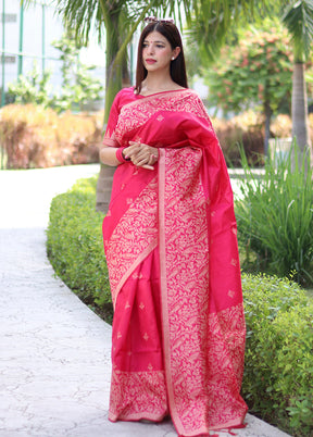 Rani Spun Silk Saree With Blouse Piece