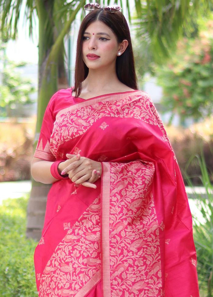 Rani Spun Silk Saree With Blouse Piece