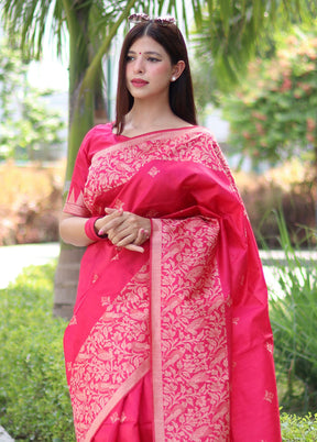 Rani Spun Silk Saree With Blouse Piece